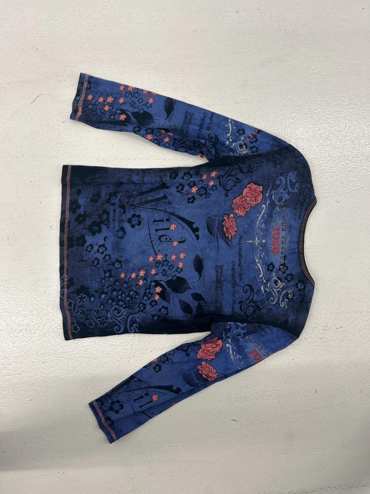 Y2K Full Art Women's Long Sleeve Floral Top - Size M