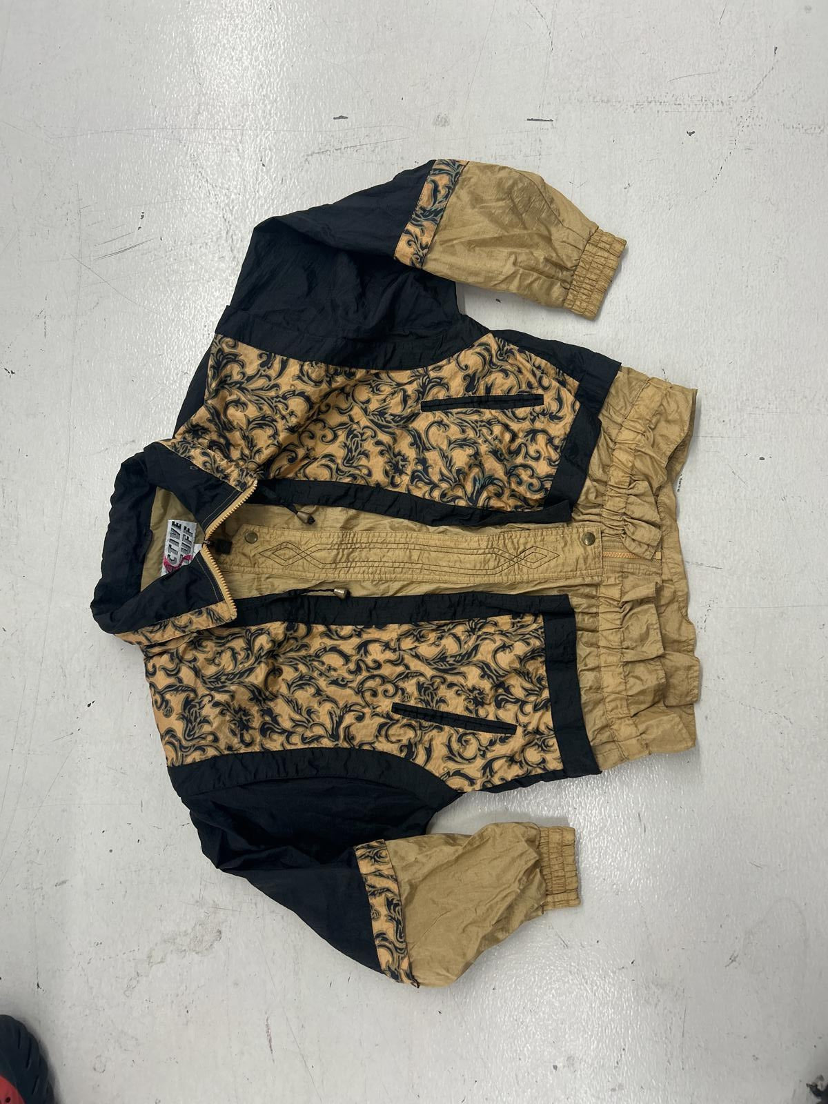 Vintage Style Padded Printed Windbreaker Jacket