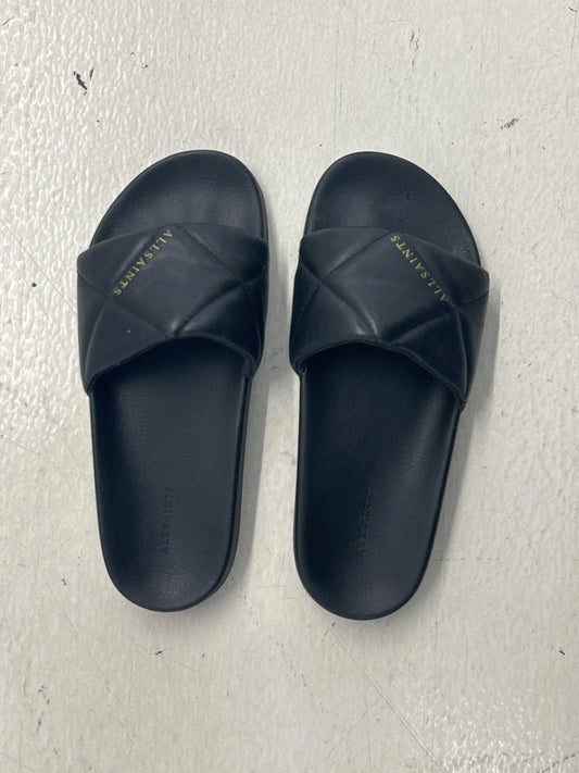 Allsaints Quilted Black Slide Sandals