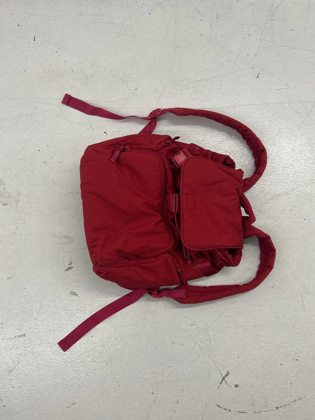 Stylish Red Backpack With Multiple Compartments