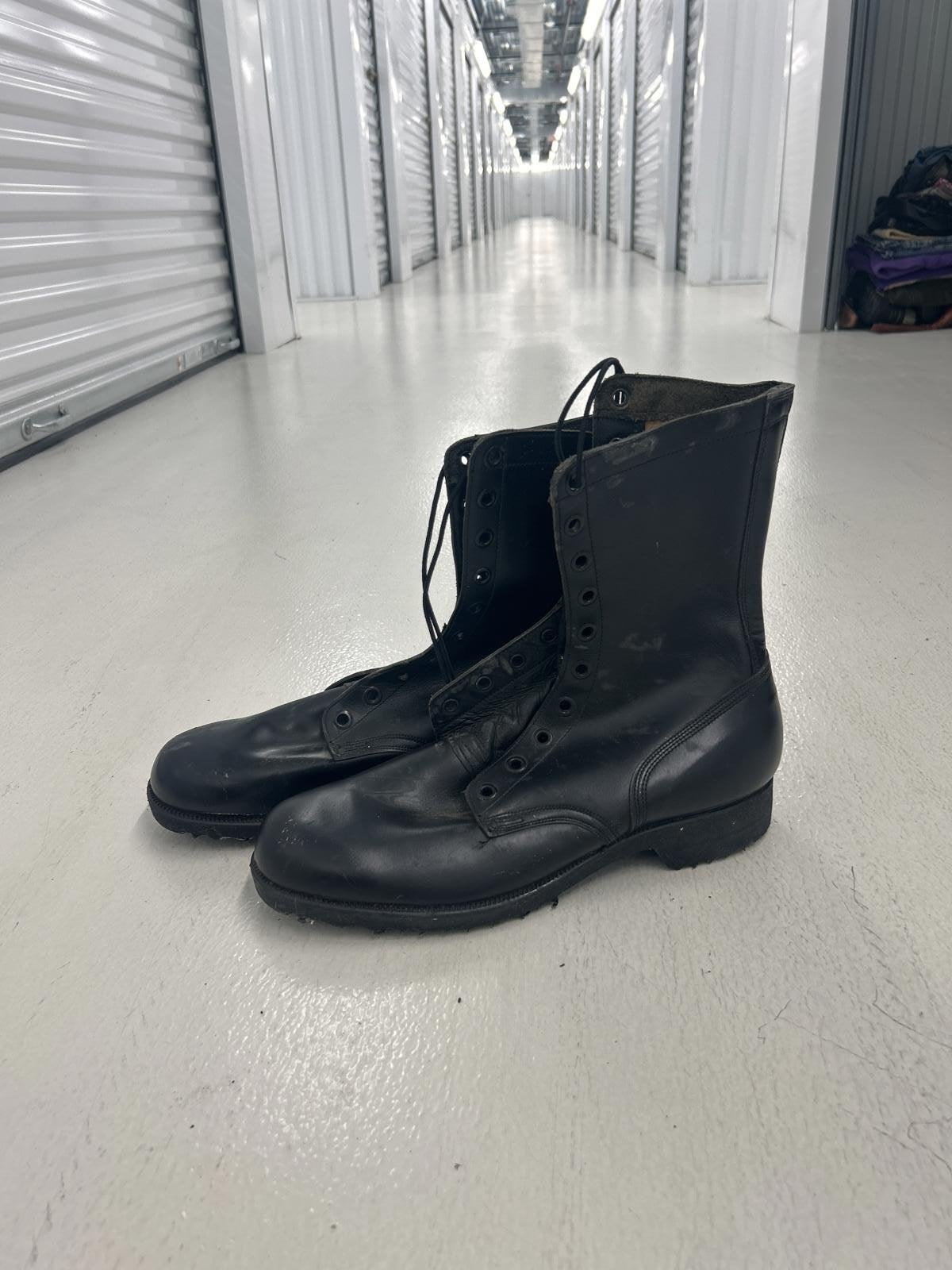 Classic Black Leather Combat Boots - Durable and Stylish