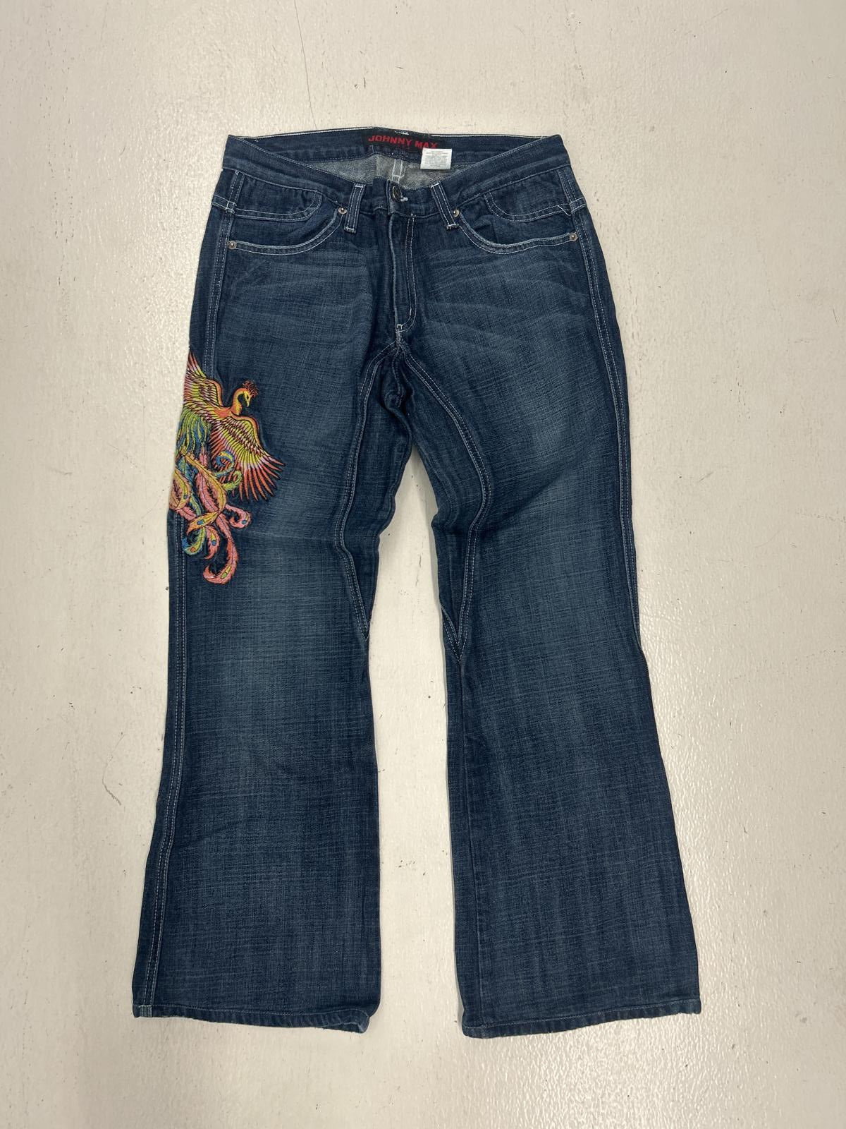 Johnny Max Flared Jeans with Colorful Embroidery