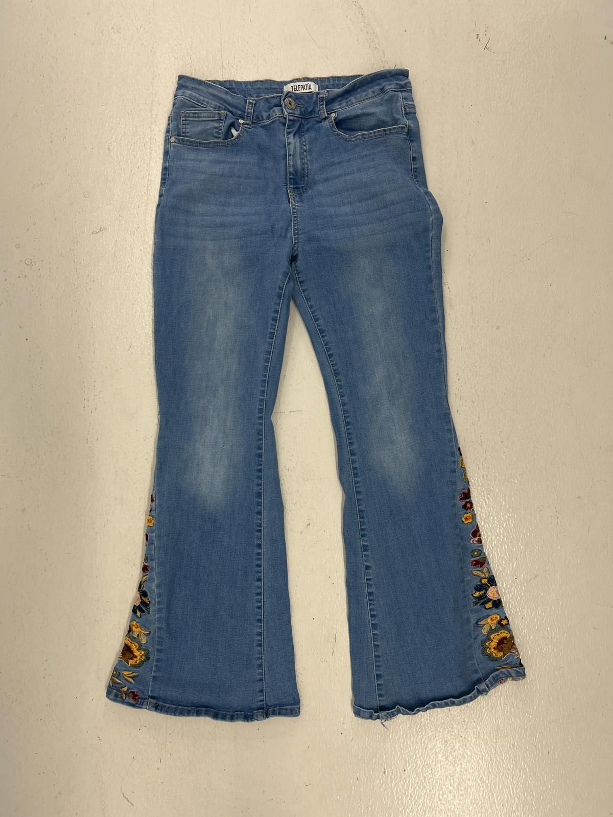 Stylish Embroidered Floral Flare Jeans