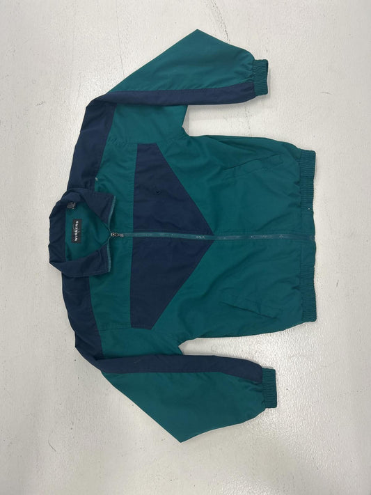 Vintage Windbreaker Jacket - Green and Navy Color Block