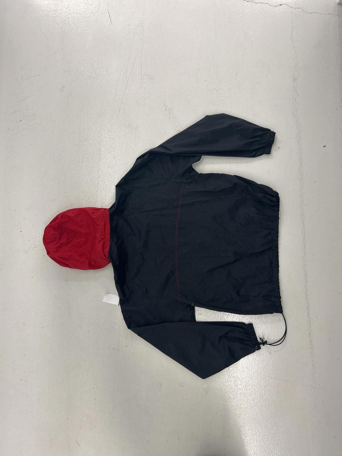 Lightweight Hooded Anorak Jacket - Black & Red