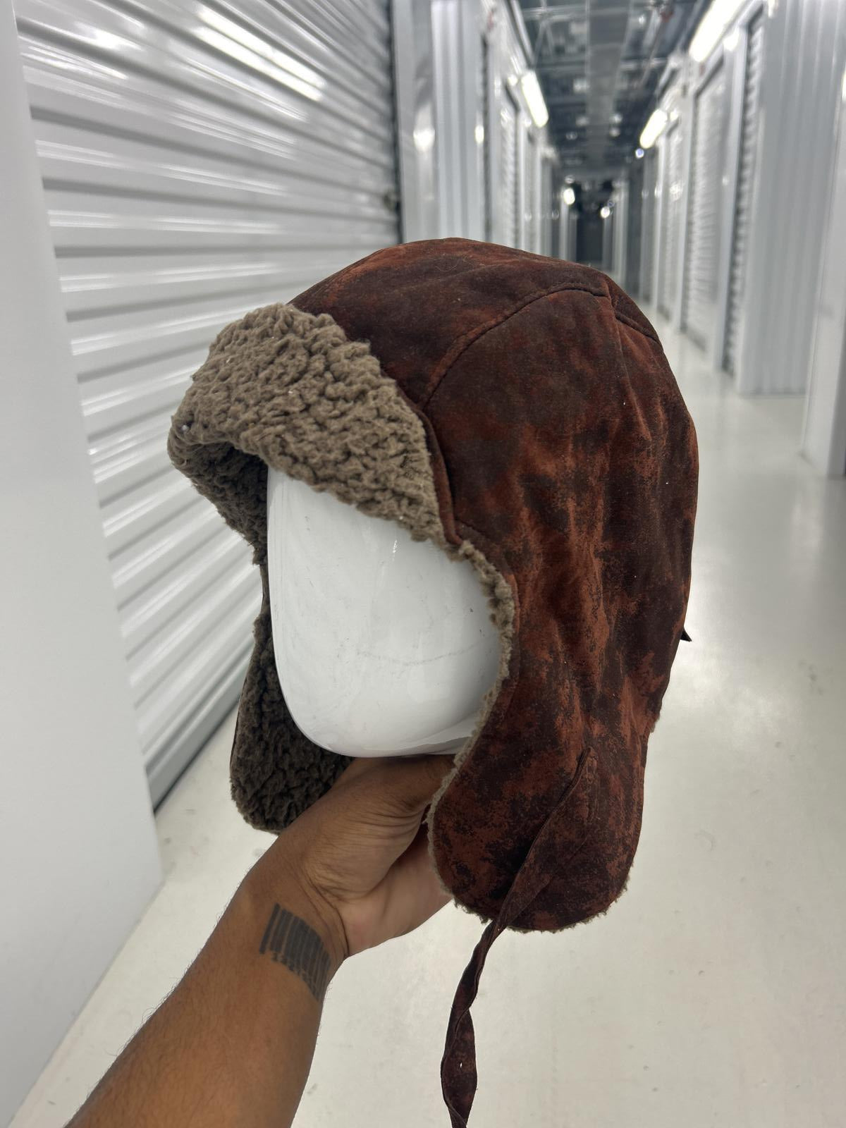 Vintage Brown Aviator Hat with Faux Fur Lining