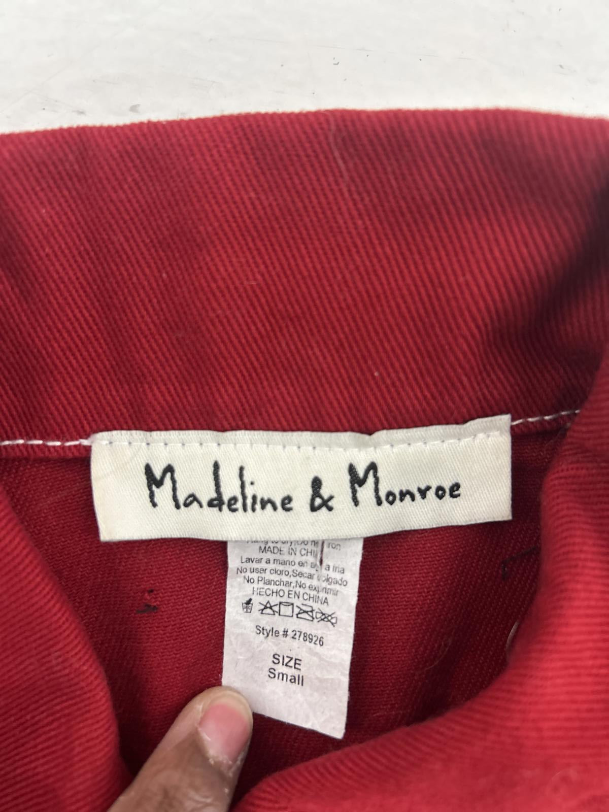 Madeline & Monroe Red Denim Jacket - Size Small