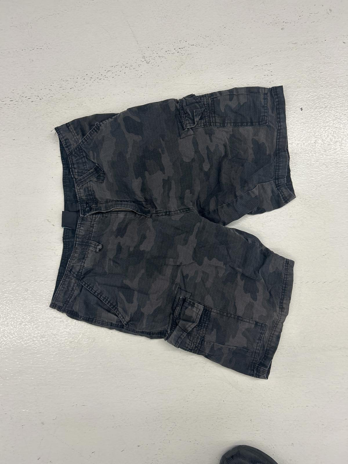 Black Dark Camouflage Cargo Shorts for Men