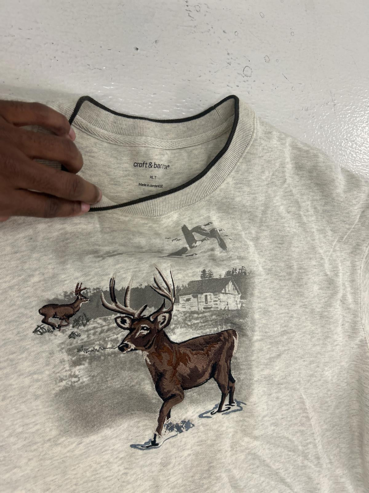 CB Graphic Sweater with Embroidered Deer Design