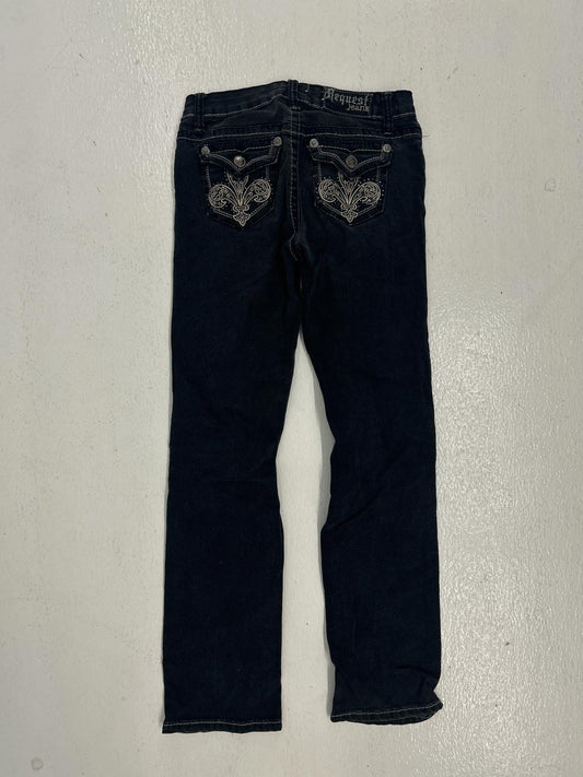 Youth Dark Wash Bootcut Jeans with Embroidered Back Pockets