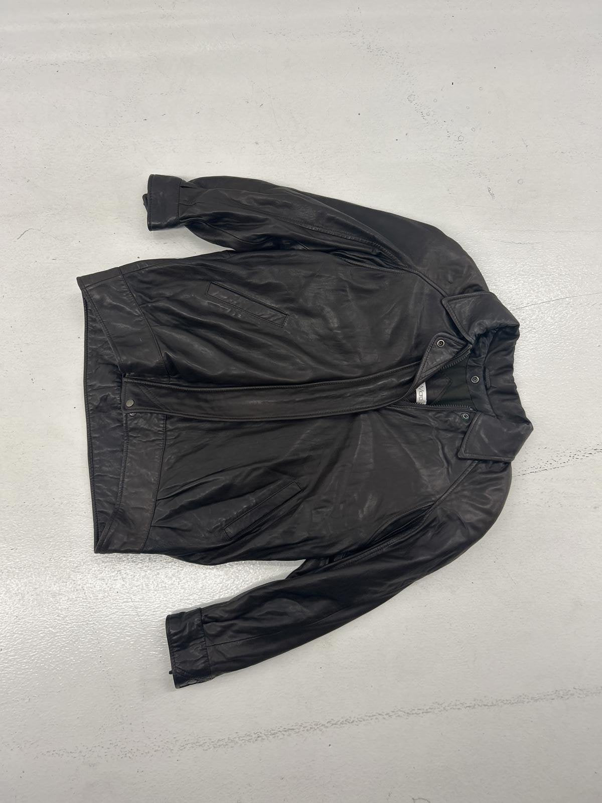 Oversized Padded Black Leather Jacket for Men