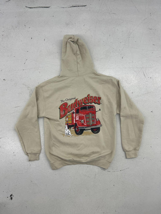 Vintage Budweiser Hoodie - Cream Cotton Pullover