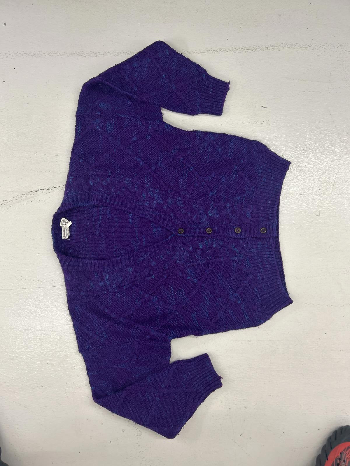 Neiman Vintage Heavy Knit Purple Cardigan Sweater