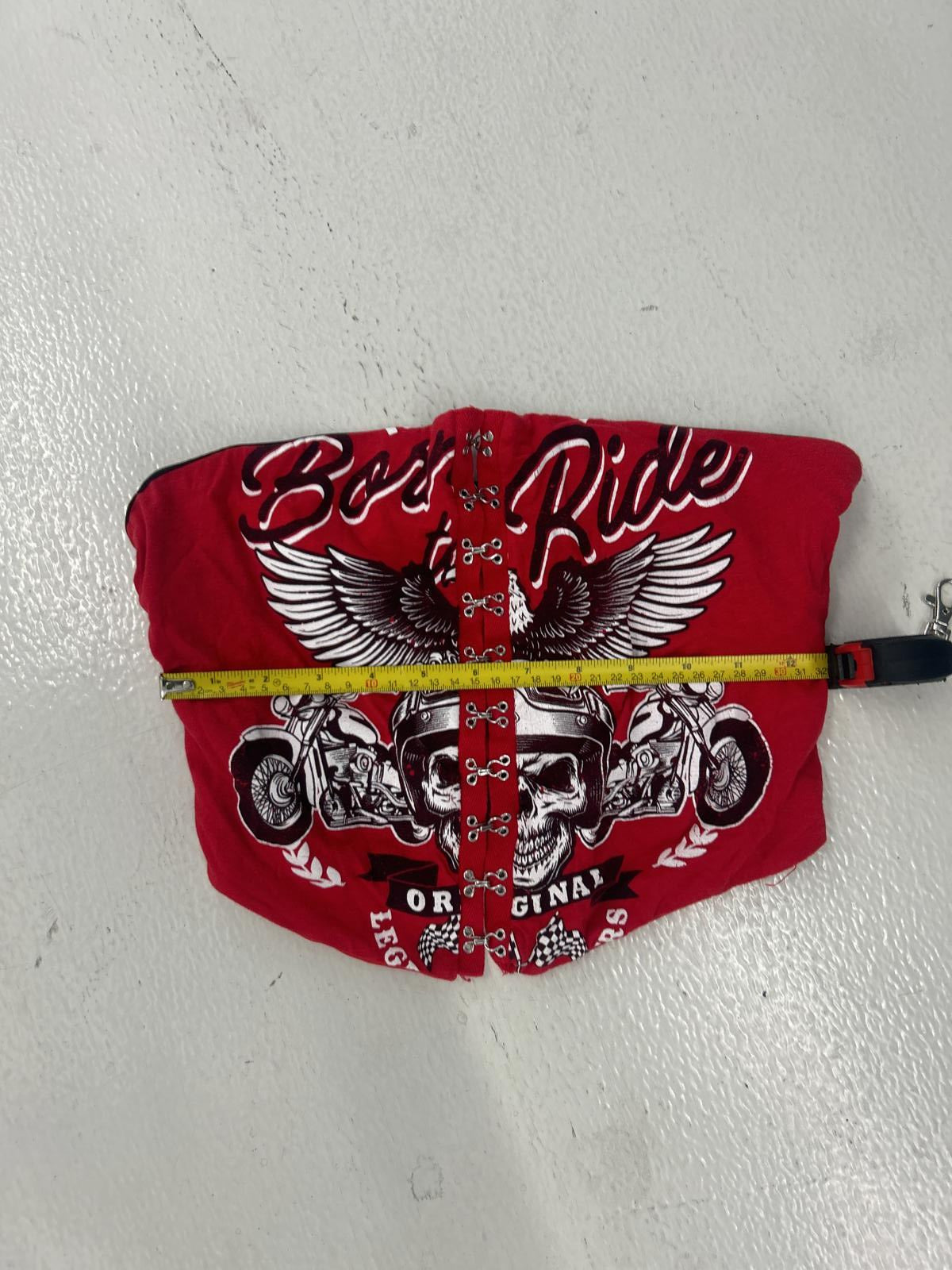 Biker Style Red Bandana with Skull and Wings