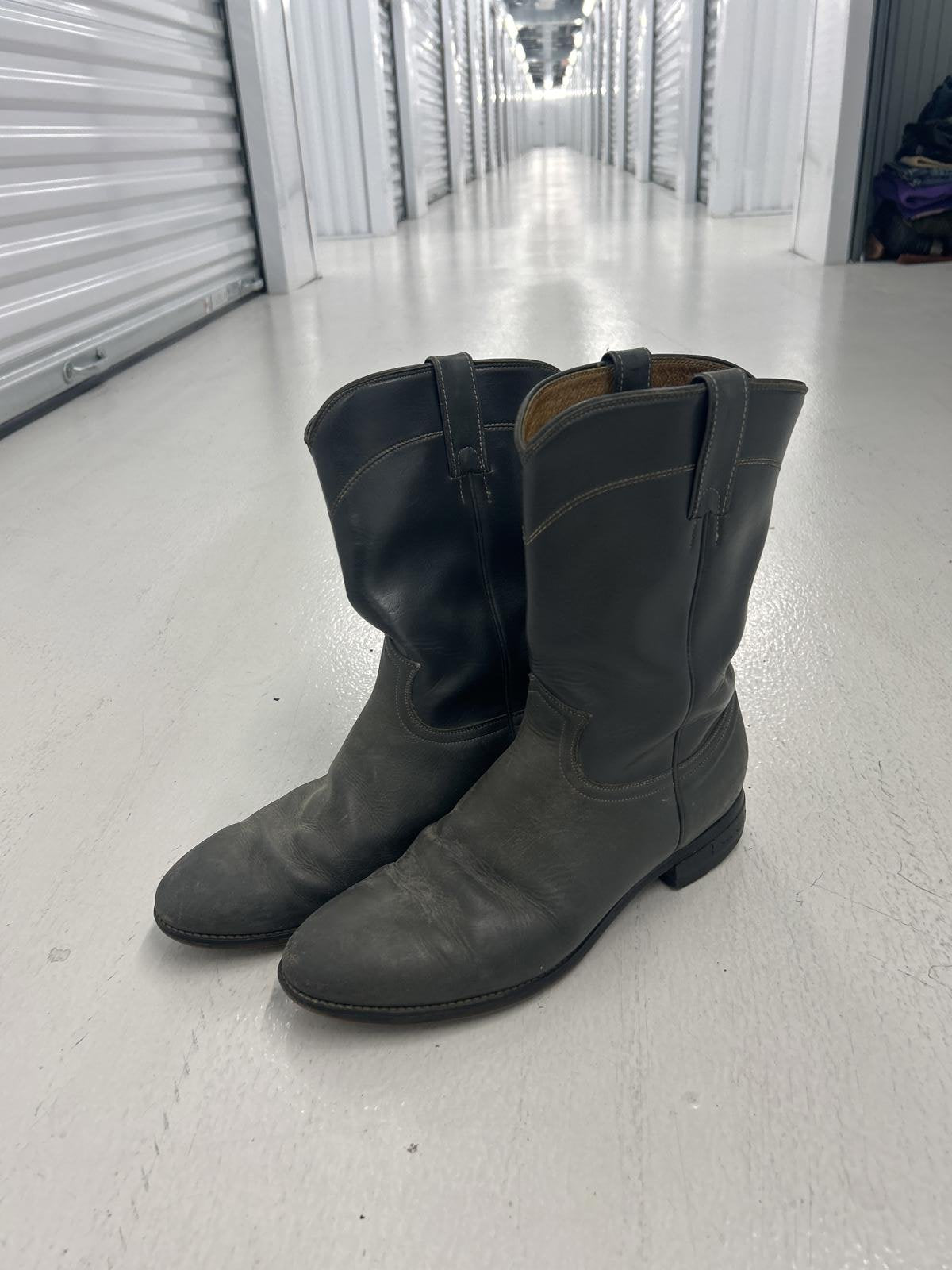 Faded Vintage Leather Black Riding Boots