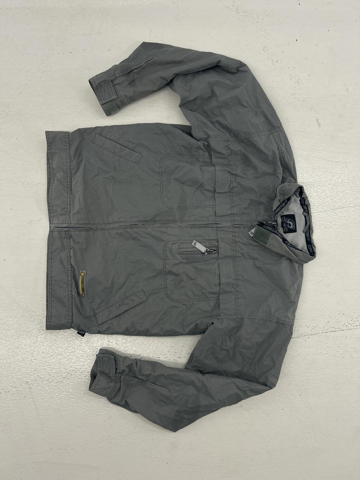 Lightweight Gray Utility Windbreaker Jacket