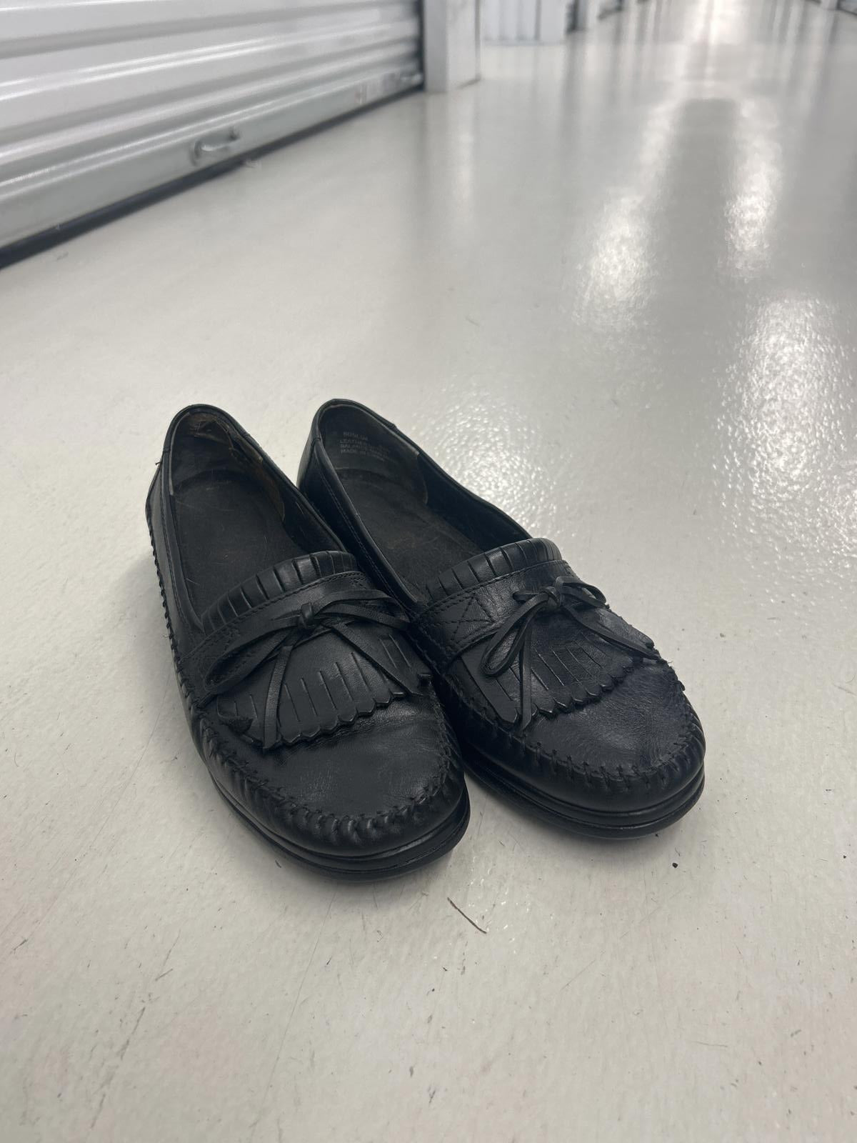 Women's Black Leather Slip-On Moccasins