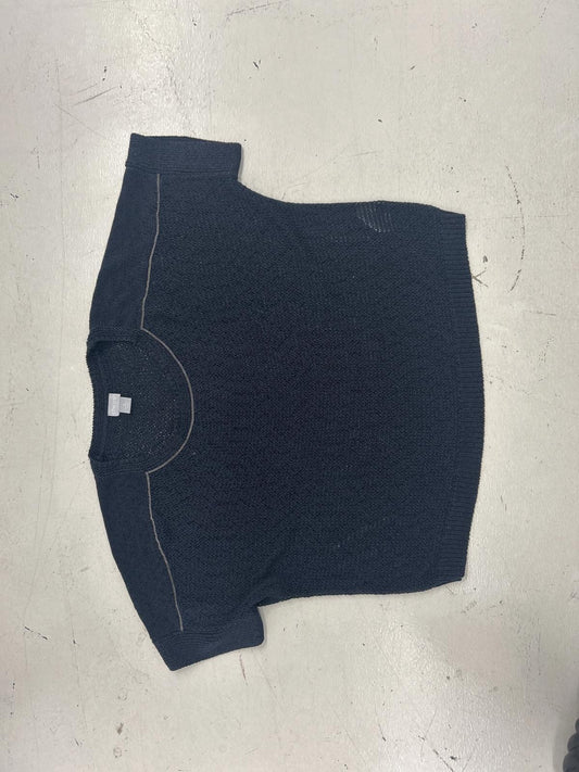 Stylish Open Knit Black S/S Sweater