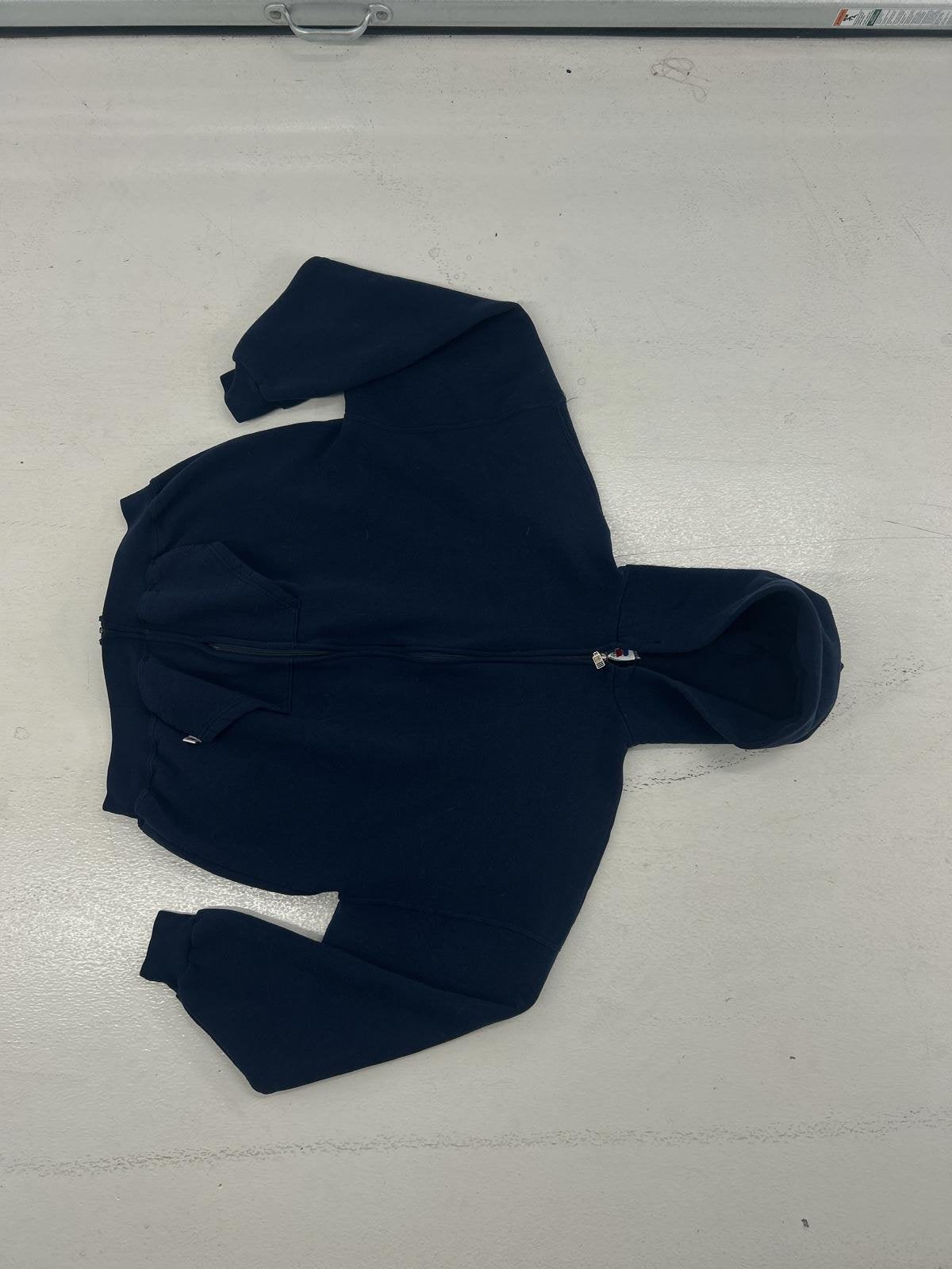 Cozy Athletic Full-Zip Hoodie - Classic Navy Blue