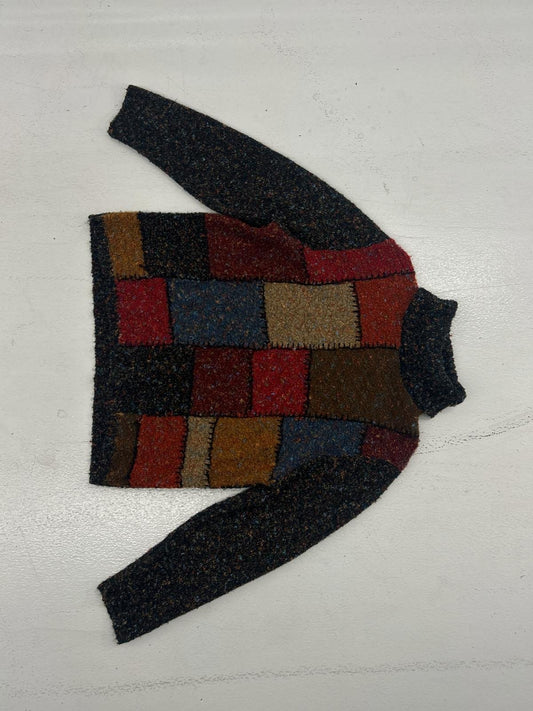 Cozy Patchwork Turtleneck Sweater - Unique Multicolor Knit