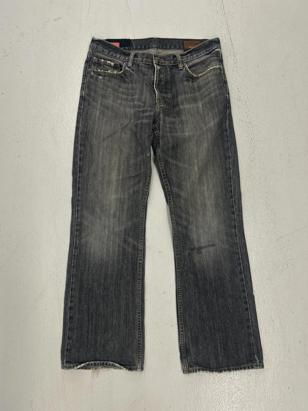 Men's Biker Distressed Straight Leg Jeans