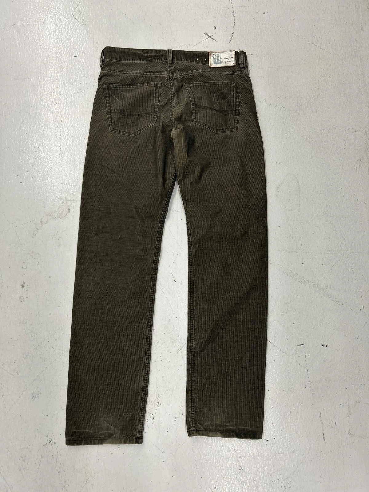 Stylish Men's Olive Green Slim Fit Corduroy Pants