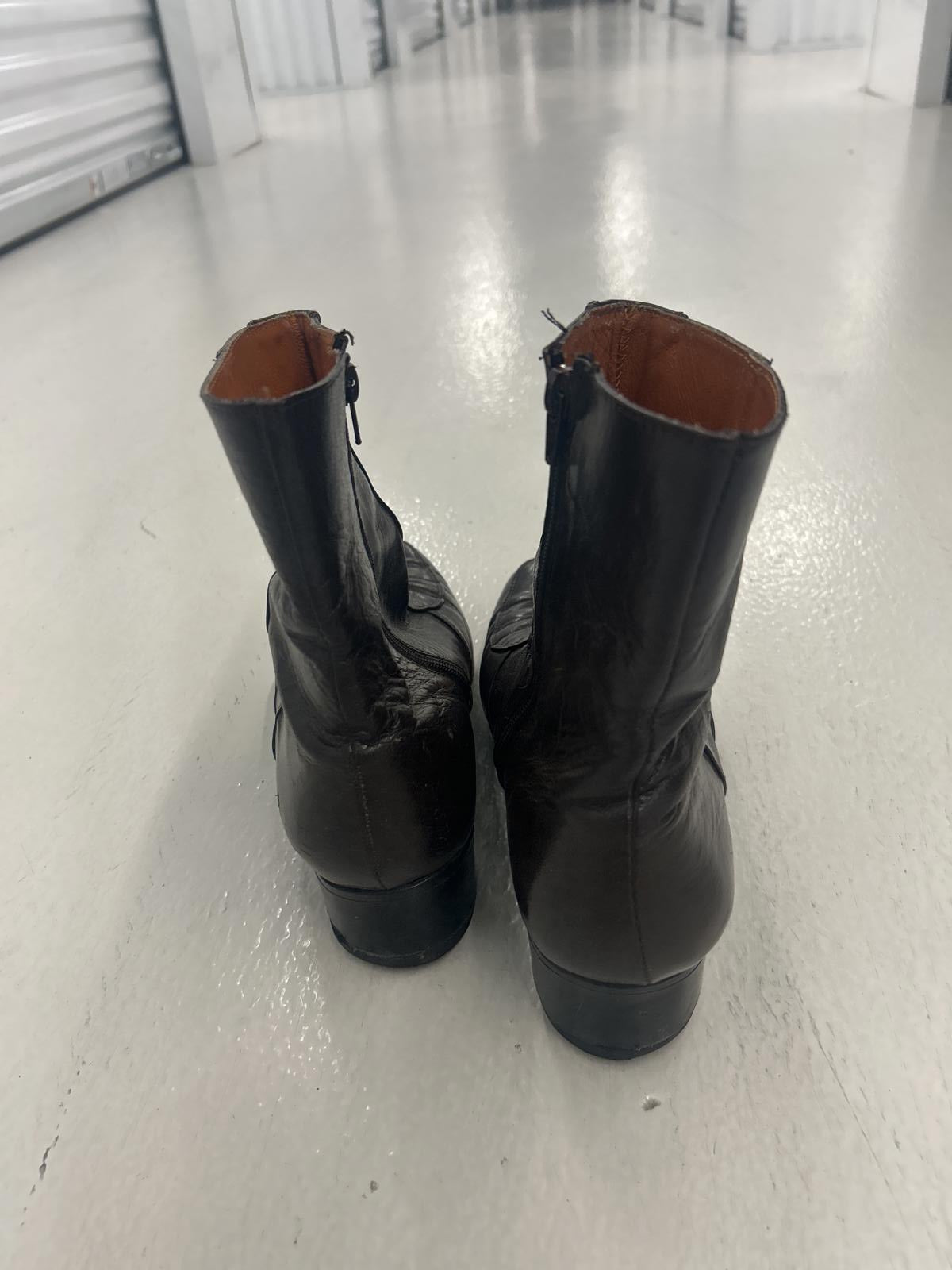 Vintage Black/Brown Zip Leather Ankle Boots