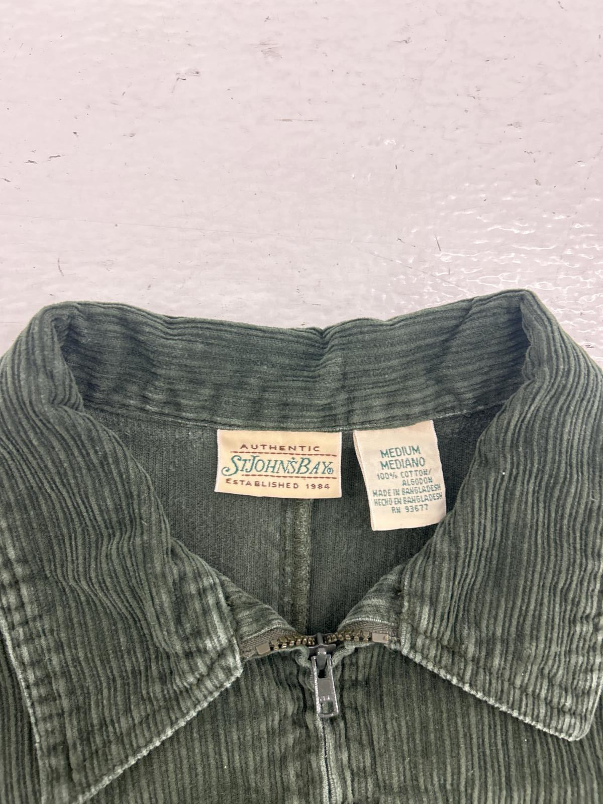 St. John's Bay Women's Cropped Green Corduroy Jacket