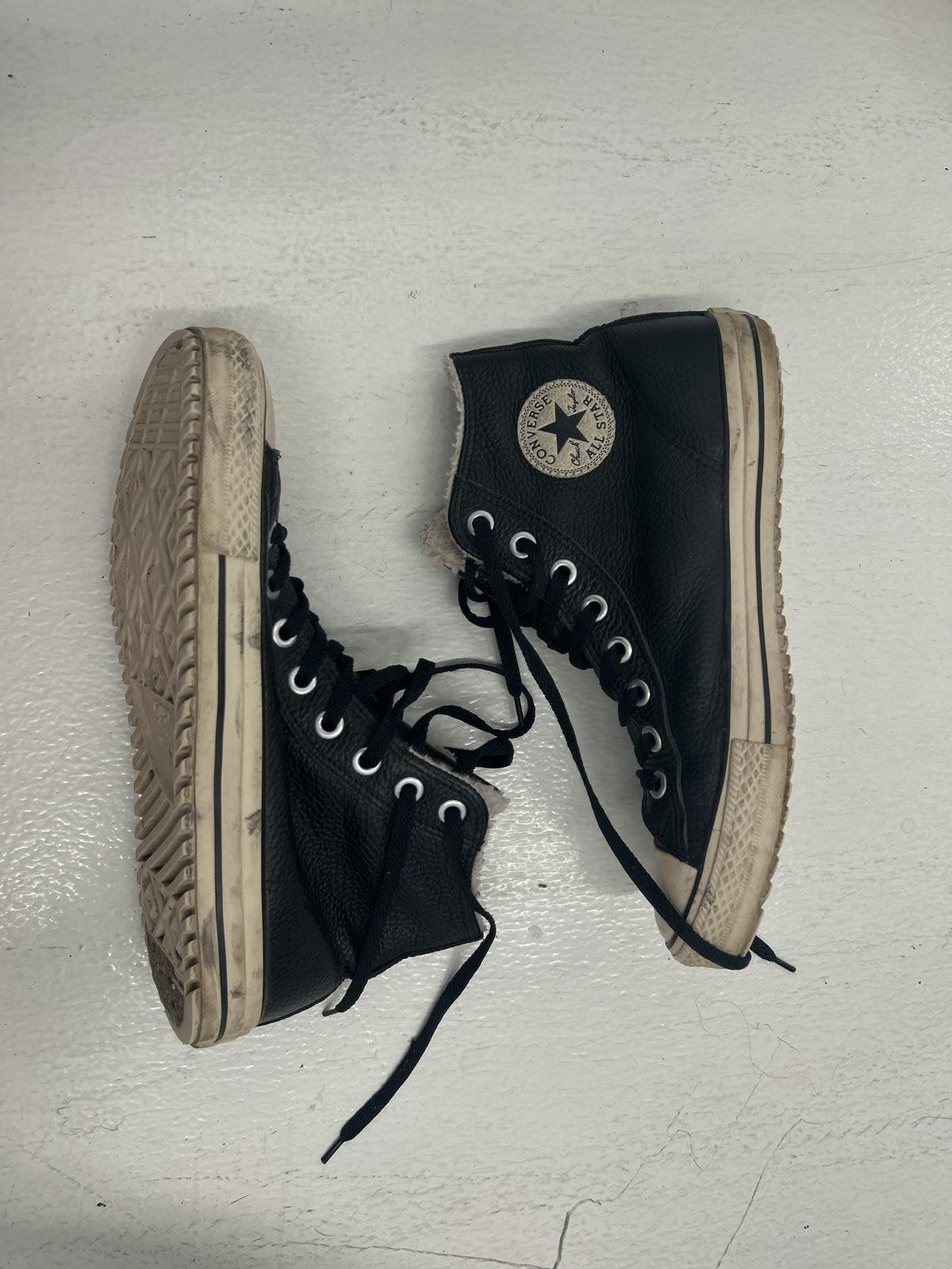 Leather Black High-Top Sneakers by Converse