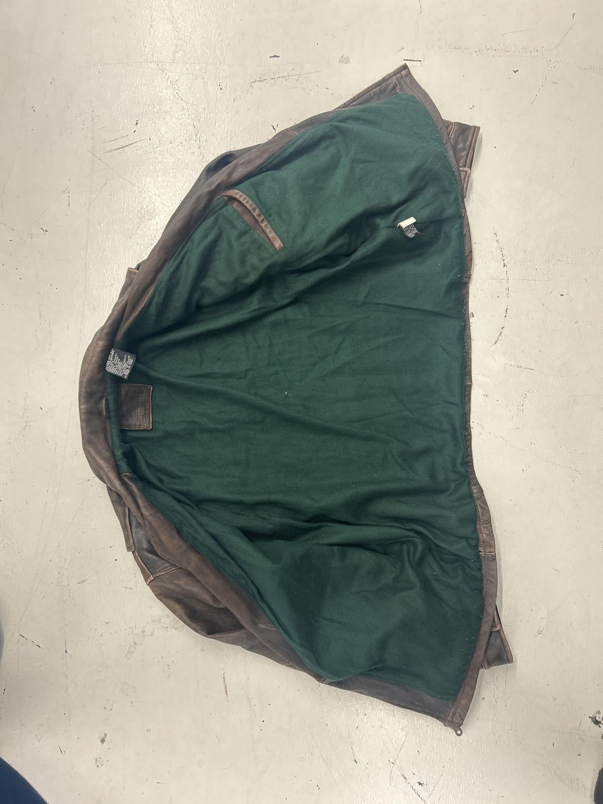 Vintage St. John's Bay Leather Jacket with Green Lining