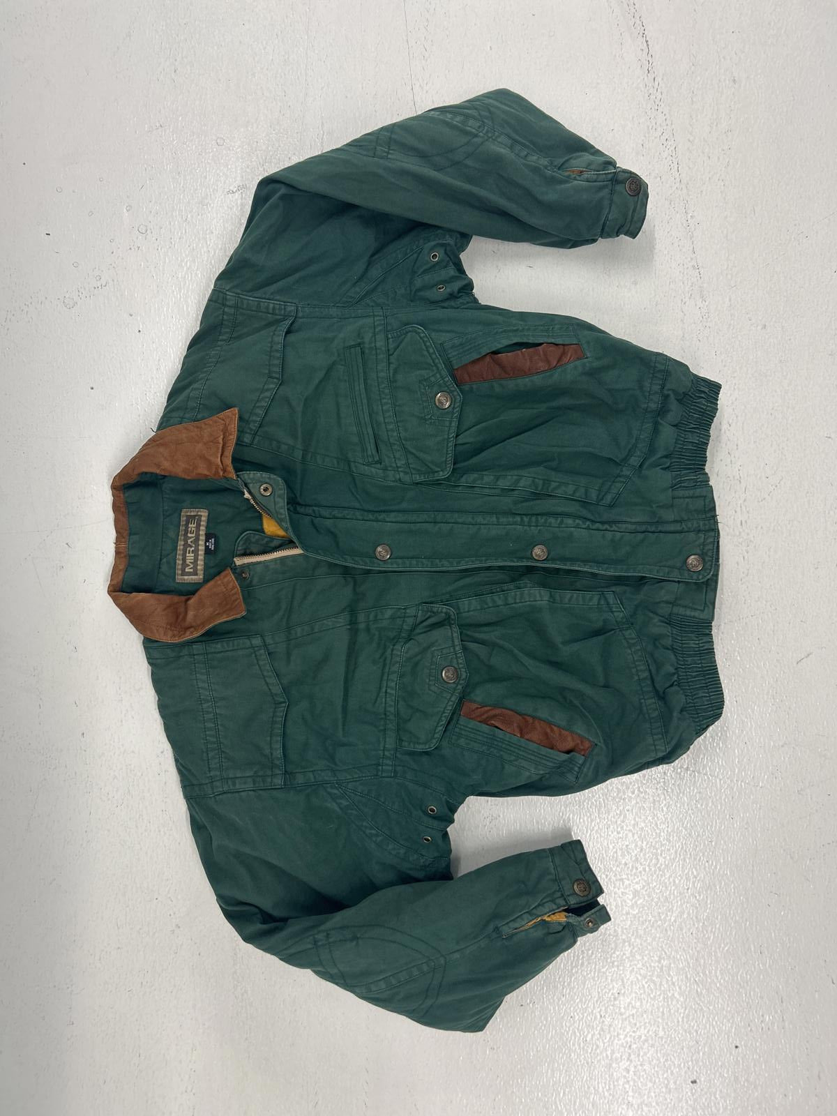 Mirage Men's Quilted Jacket - Green with Brown Accents