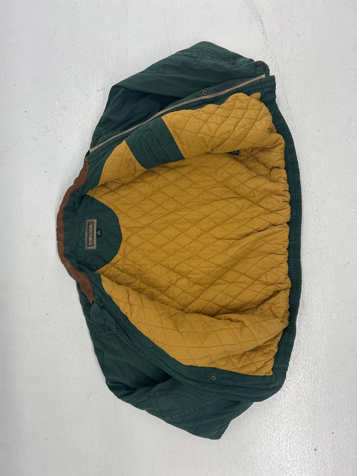 Mirage Men's Quilted Jacket - Green with Brown Accents