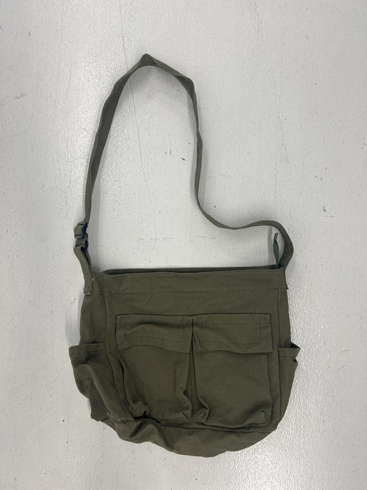 Canvas Olive Green Shoulder Bag with Pockets