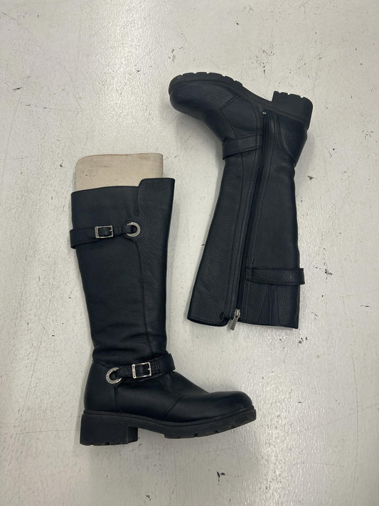 Harley Davidson Black Knee-High Boots with Buckle Detail