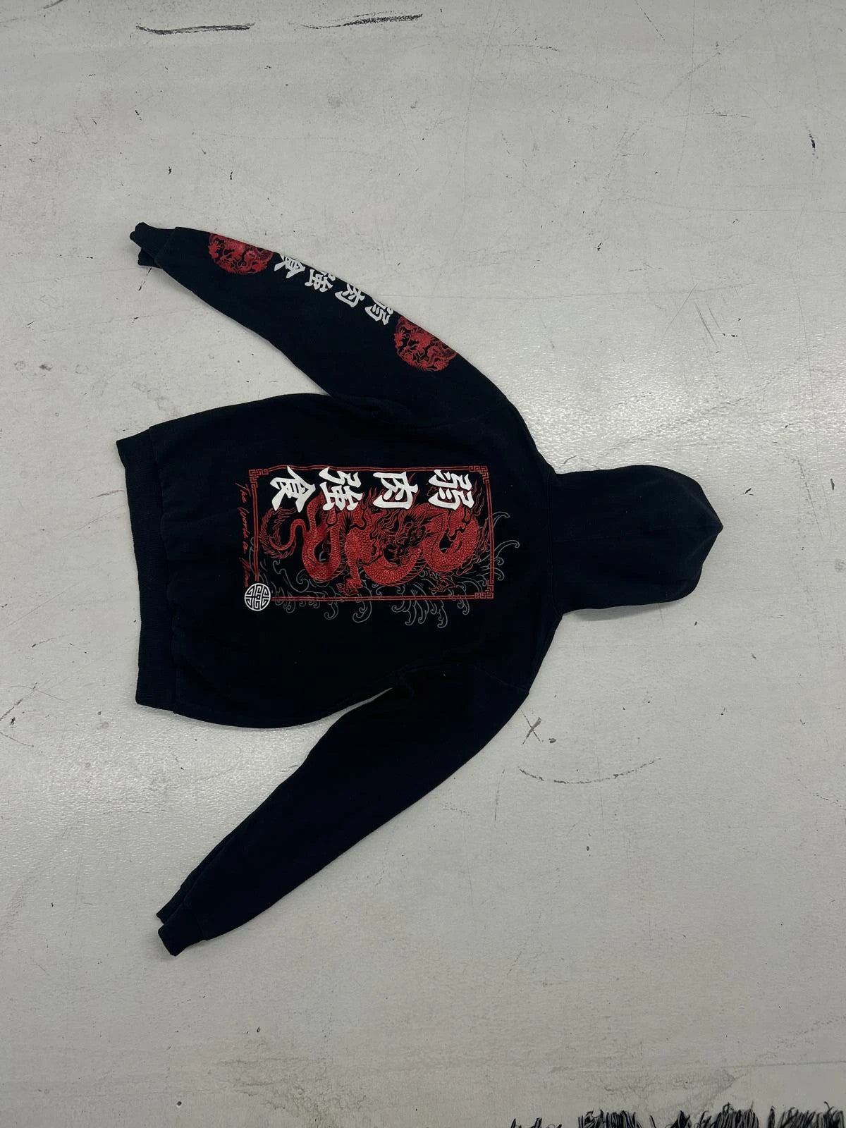 Graphic Dragon Asian Print Black Hoodie