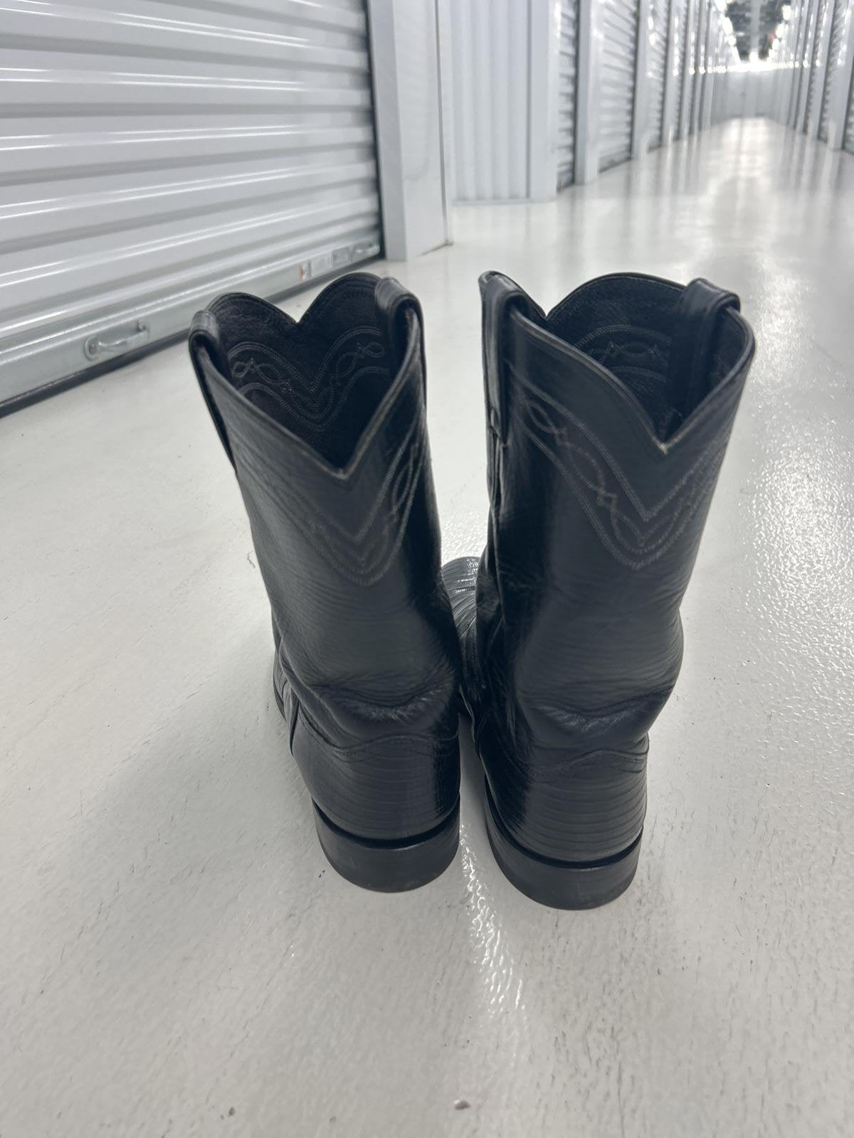 Vintage Black Leather Western Cowboy Boots