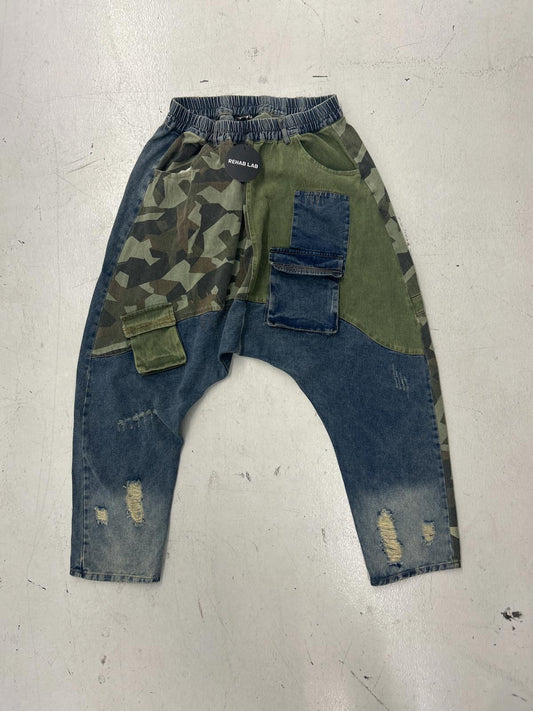 REHAB LAB Unique Camo Patchwork Pants