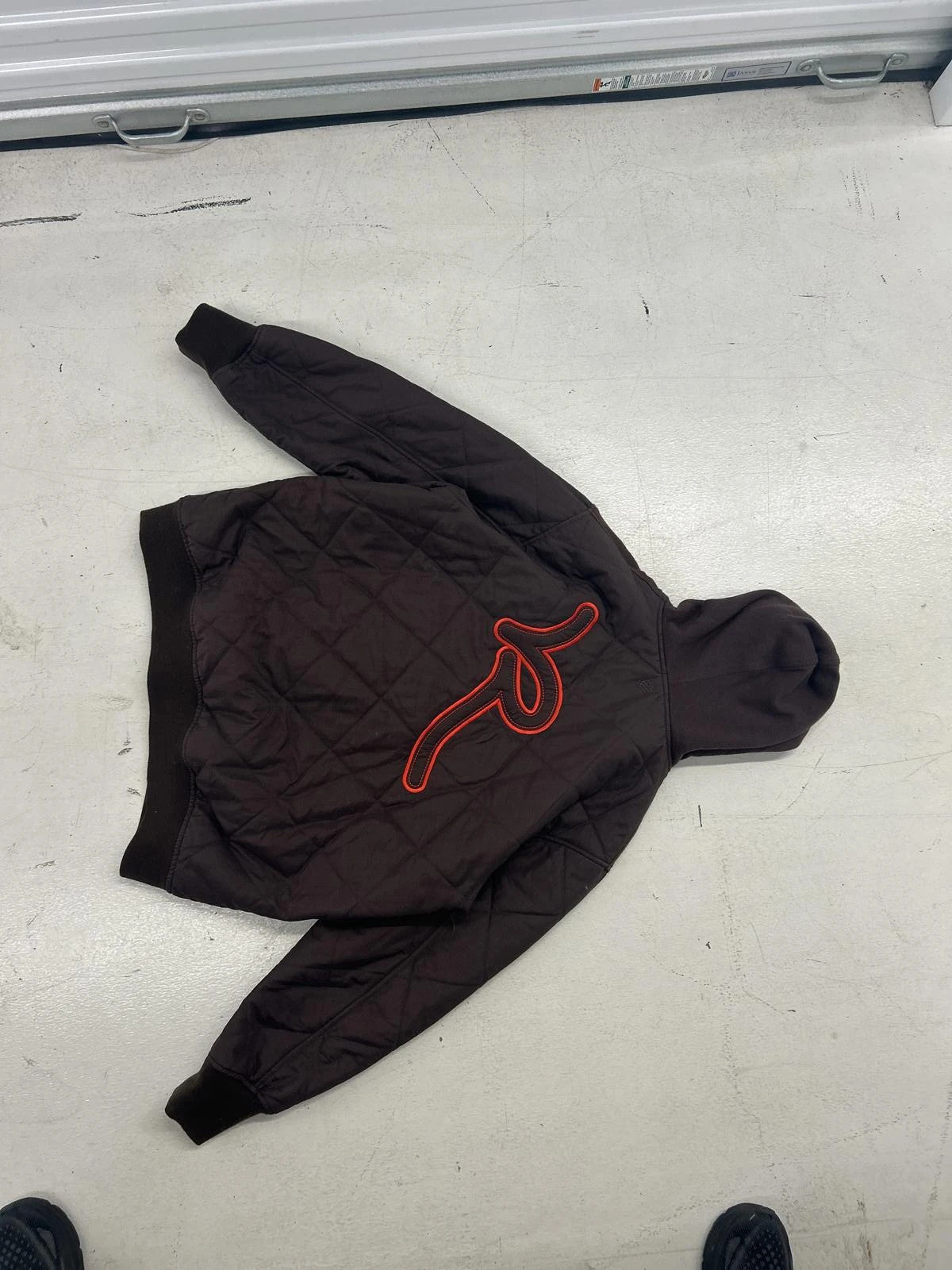 Vintage Rocawear Brown Quilted Hoodie With Red Embroidery