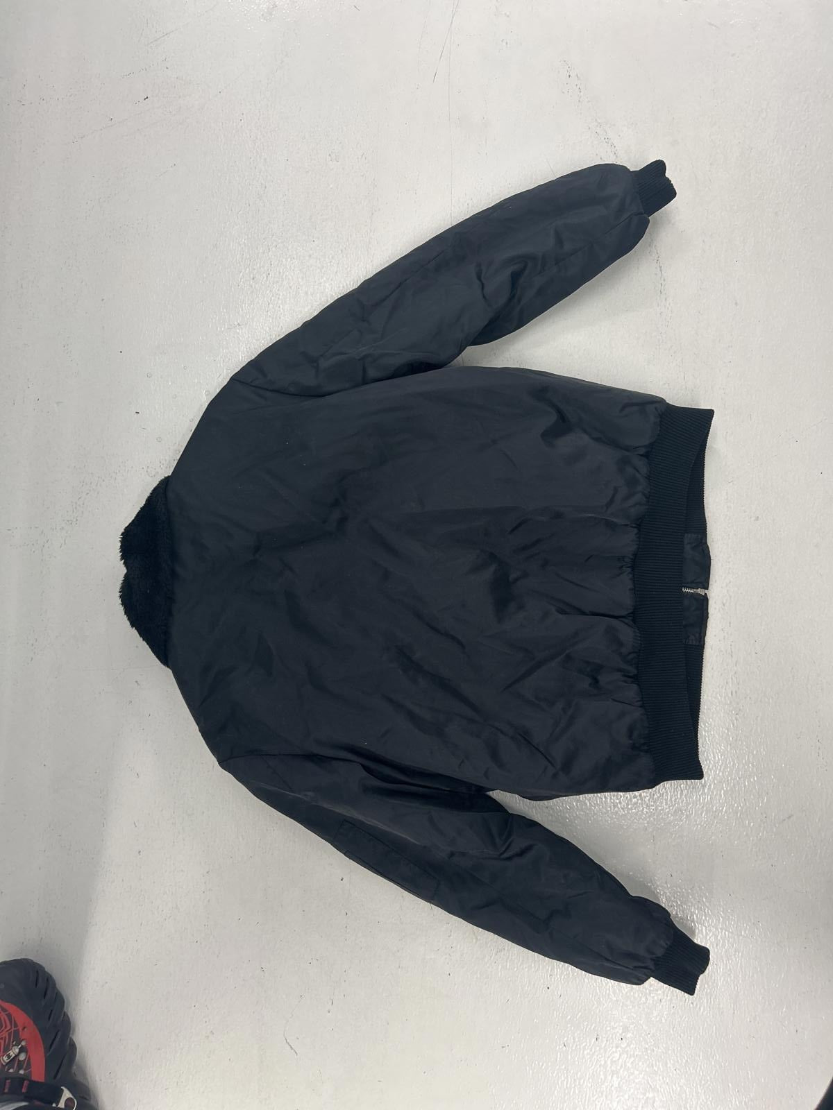 Vintage Sears Black Bomber Jacket with Fur Collar