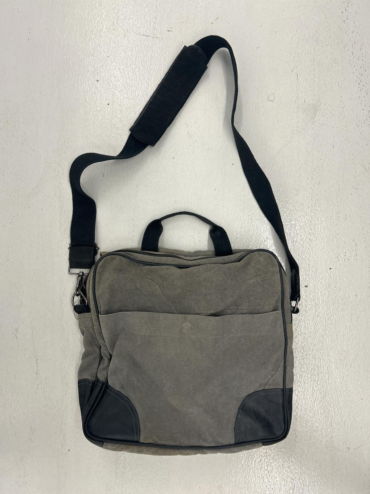 Vintage Canvas and Leather Messenger Bag with Padded Strap