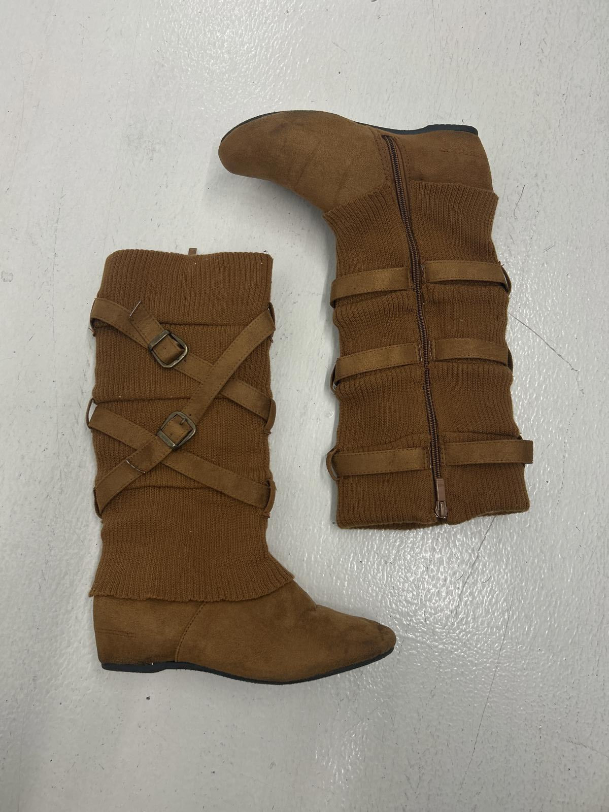 Stylish Brown Knit Over-the-Knee Boots