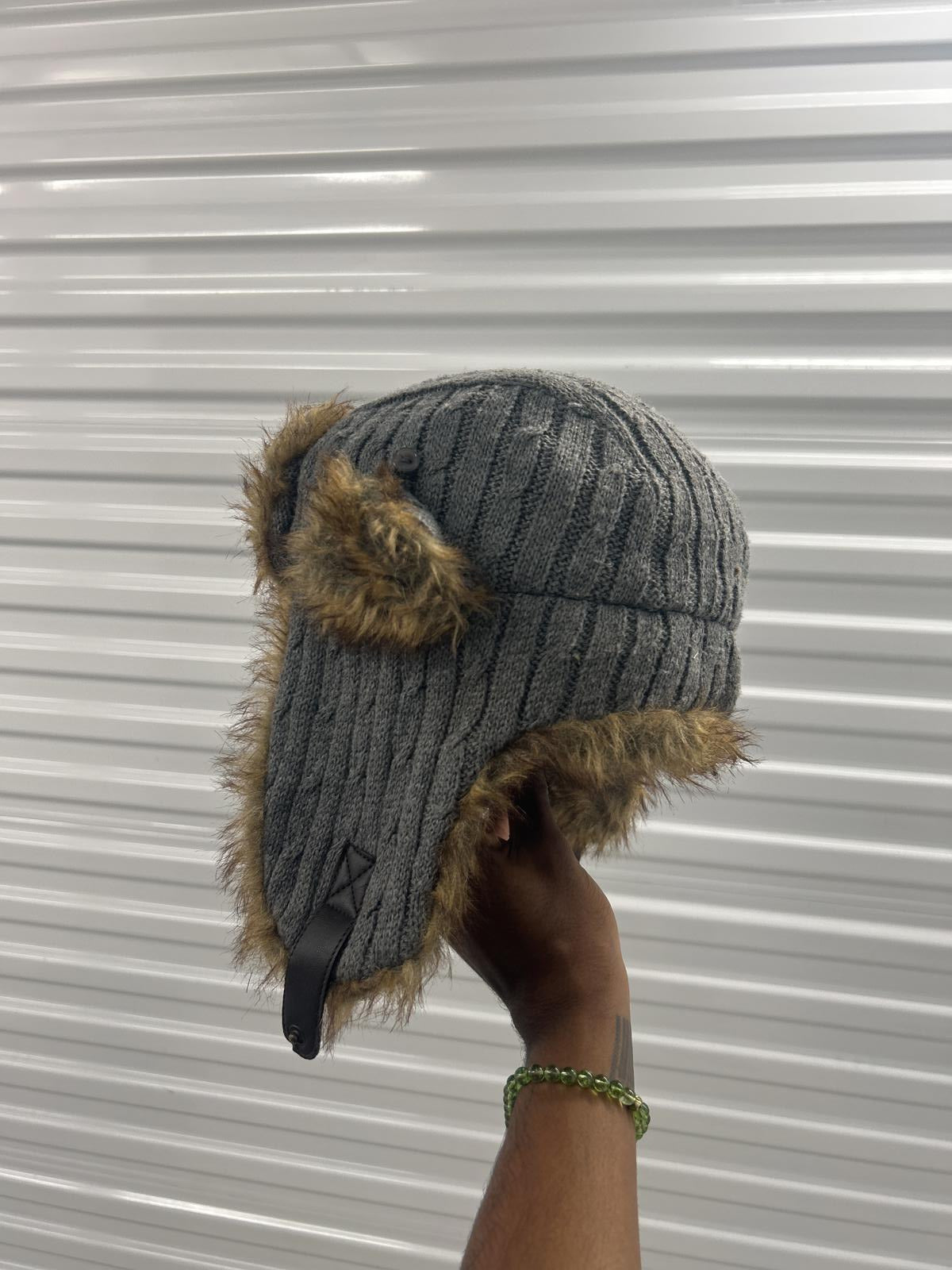 Cozy Knit Trapper Hat with Faux Fur Lining