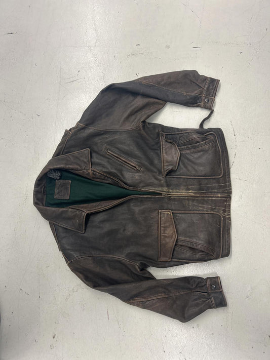 Vintage St. John's Bay Leather Jacket with Green Lining