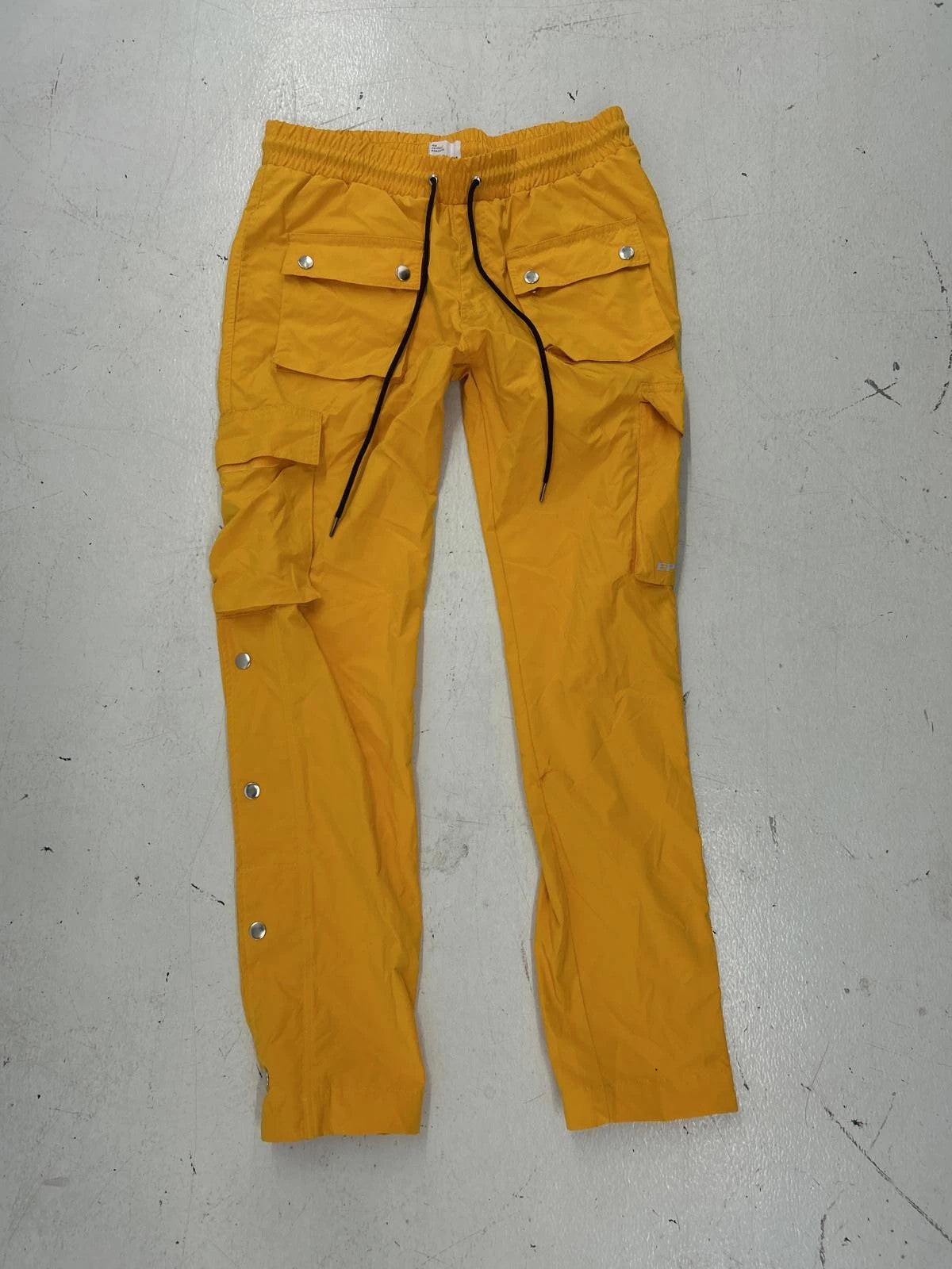 Nylon Breakaway Yellow Cargo Pants With Adjustable Waist