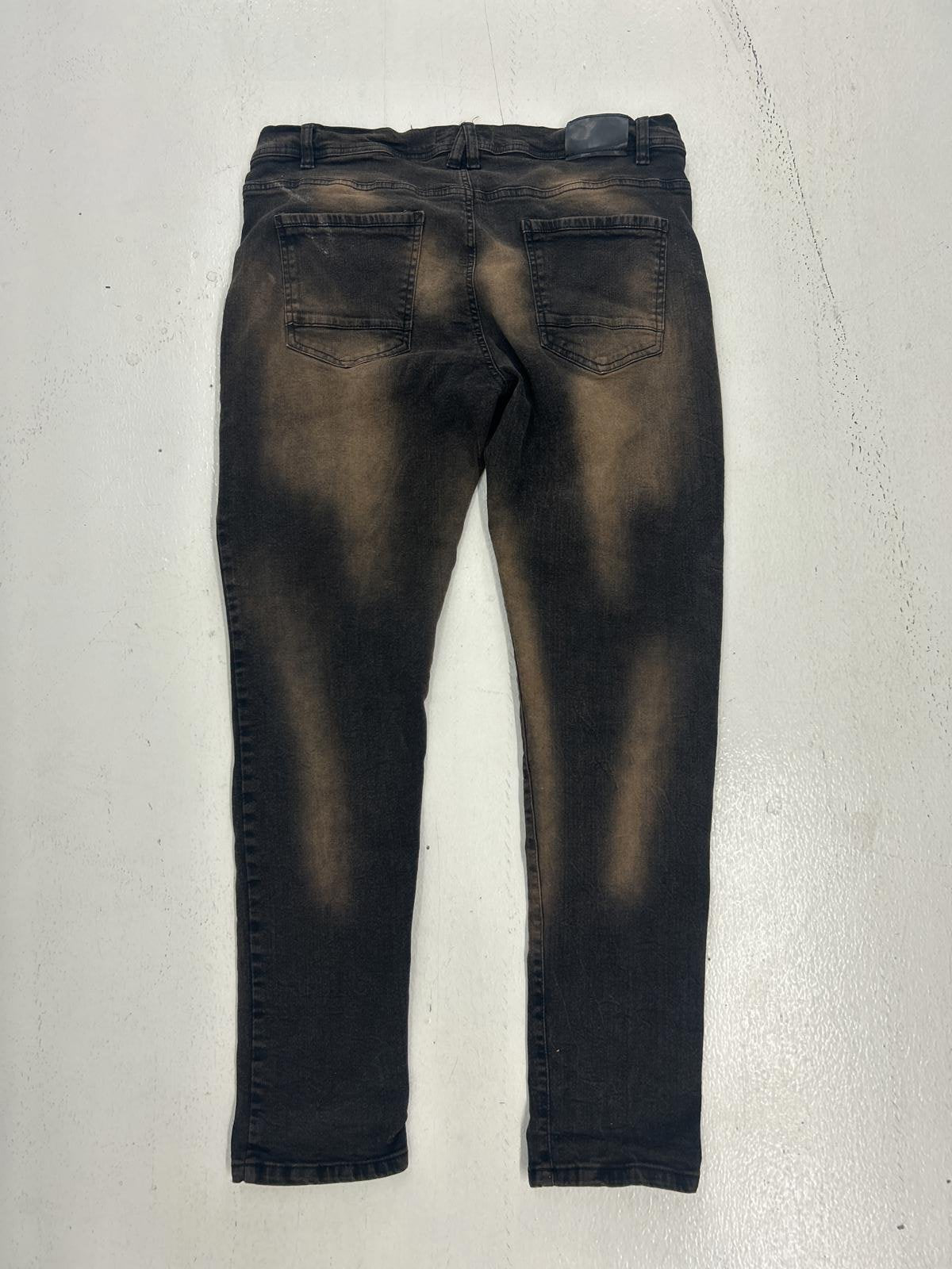 Faded Wash Distressed Black Denim Jeans