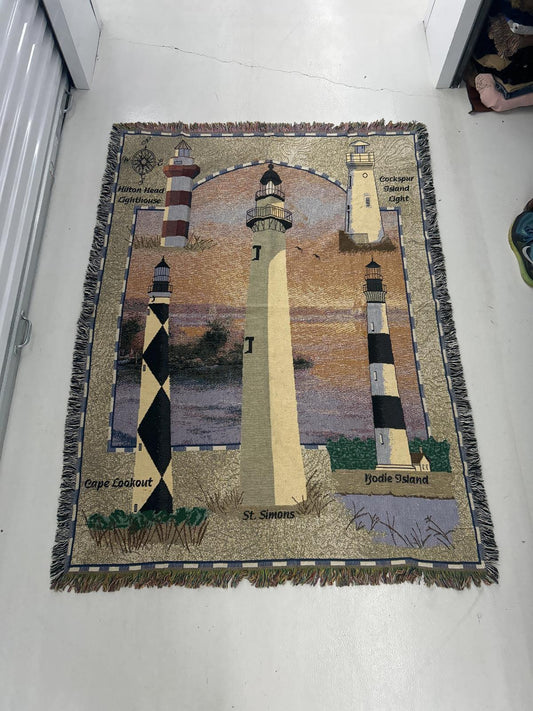 Lighthouse Tapestry Blanket - Scenic Coastal Design