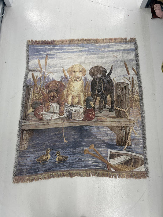 Rustic Dog-Themed Tapestry Throw Blanket