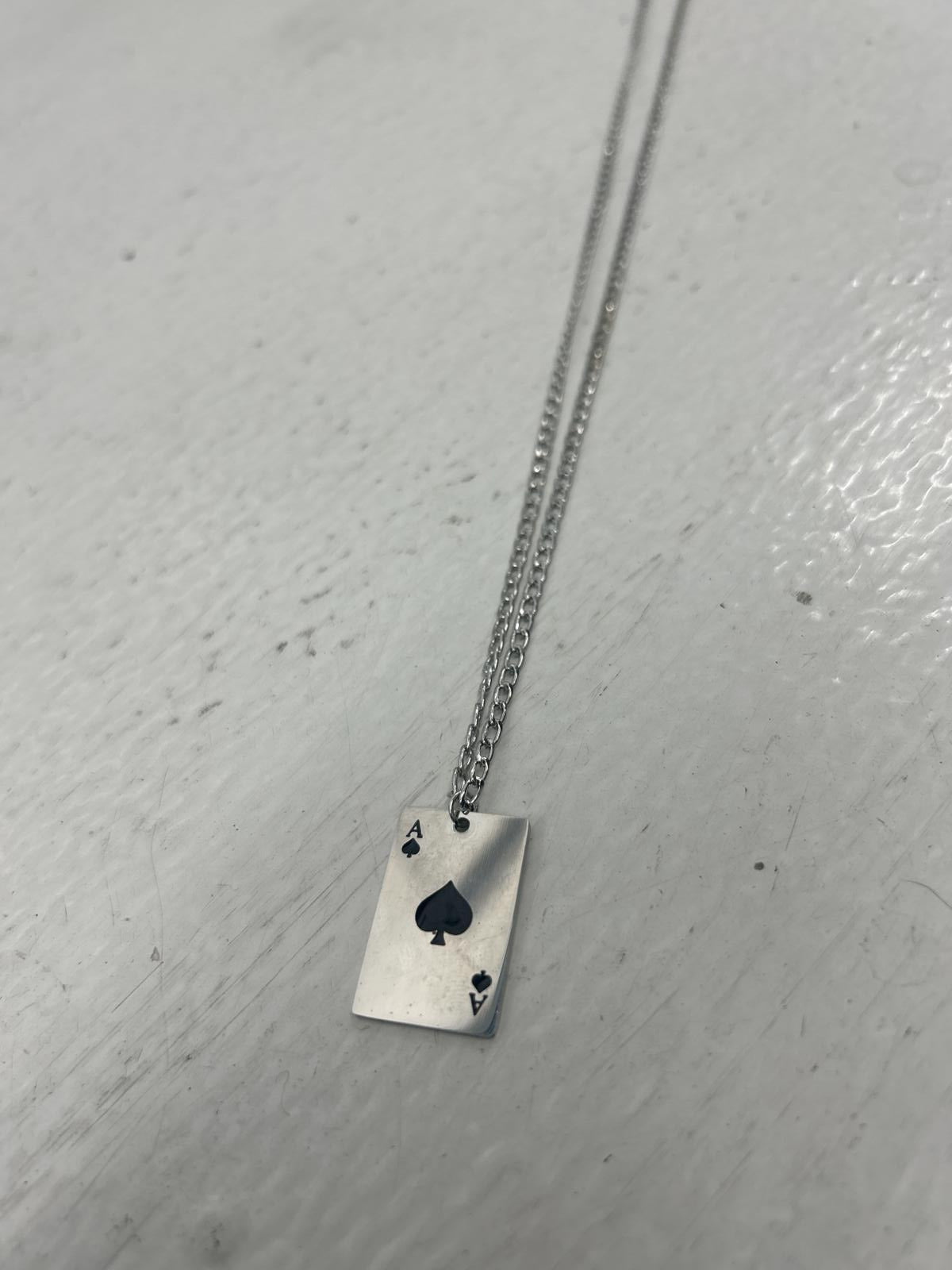 Stylish Silver Playing Card Necklace