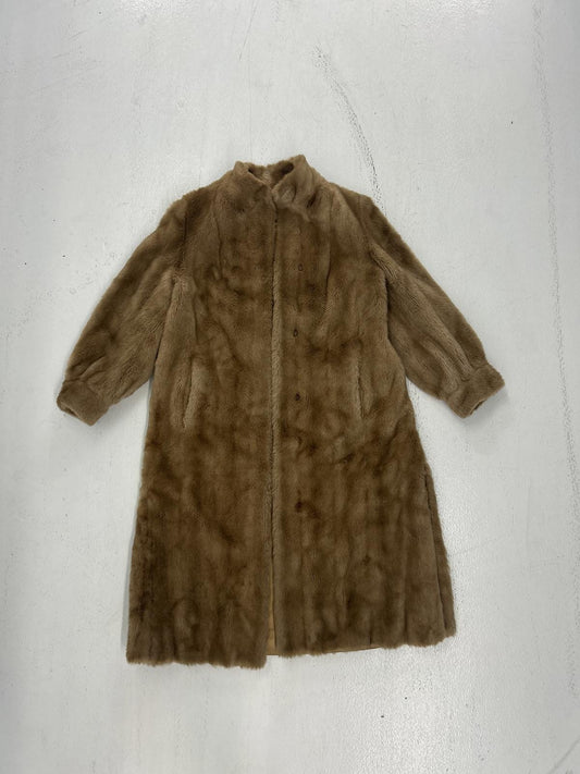 Vintage Faux Fur Coat - Elegant Brown Faux Fur Outerwear