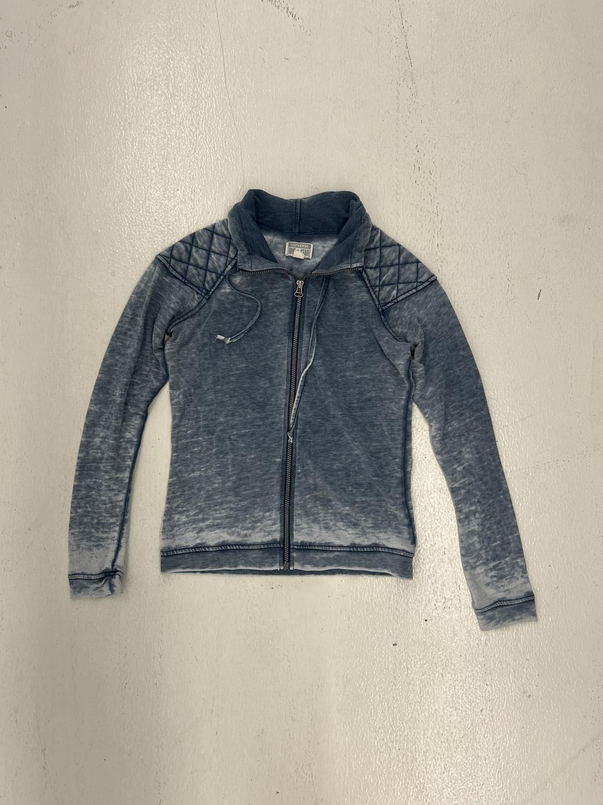 One Star Grey Zip-Up Jacket with Quilted Shoulders